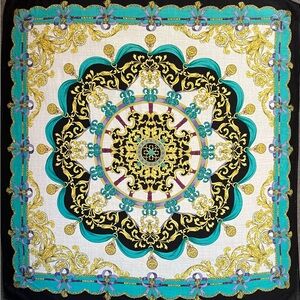 Vintage Gianni Valentino Handkerchief Scarf Neckerchief Ornate Baroque Pattern